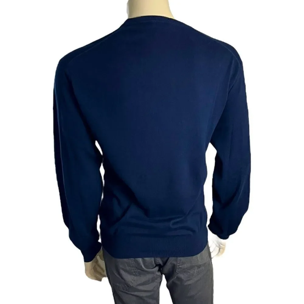 Peter Millar L/S V-Neck Navy Sweater 95% Cotton 5% Cashmere Excellent Condition